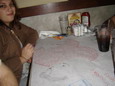 Jenny proudly displays her latest masterpiece