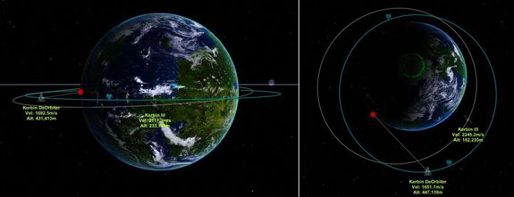 as you can see, we won't be captureing Kerbin III on this trip - not enough dV remaining to further adjust orbit