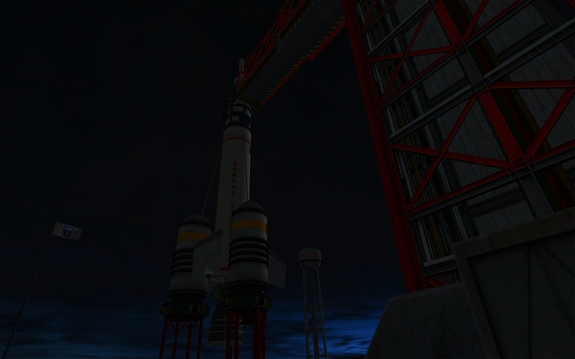 we're on final hold and workers are clearing the 'pad. Here's Kerbin VII from beside the launch tower elevator doors